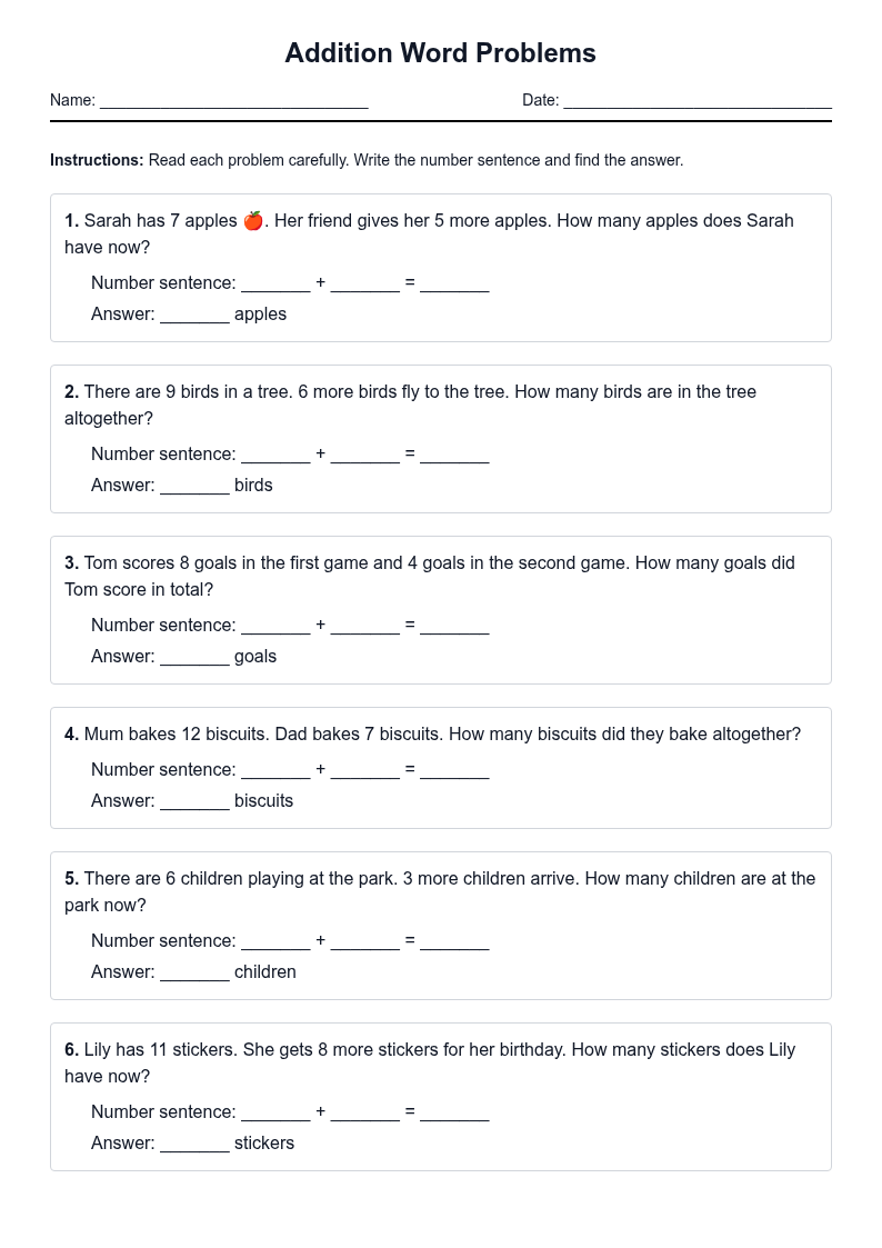 Addition Word Problems