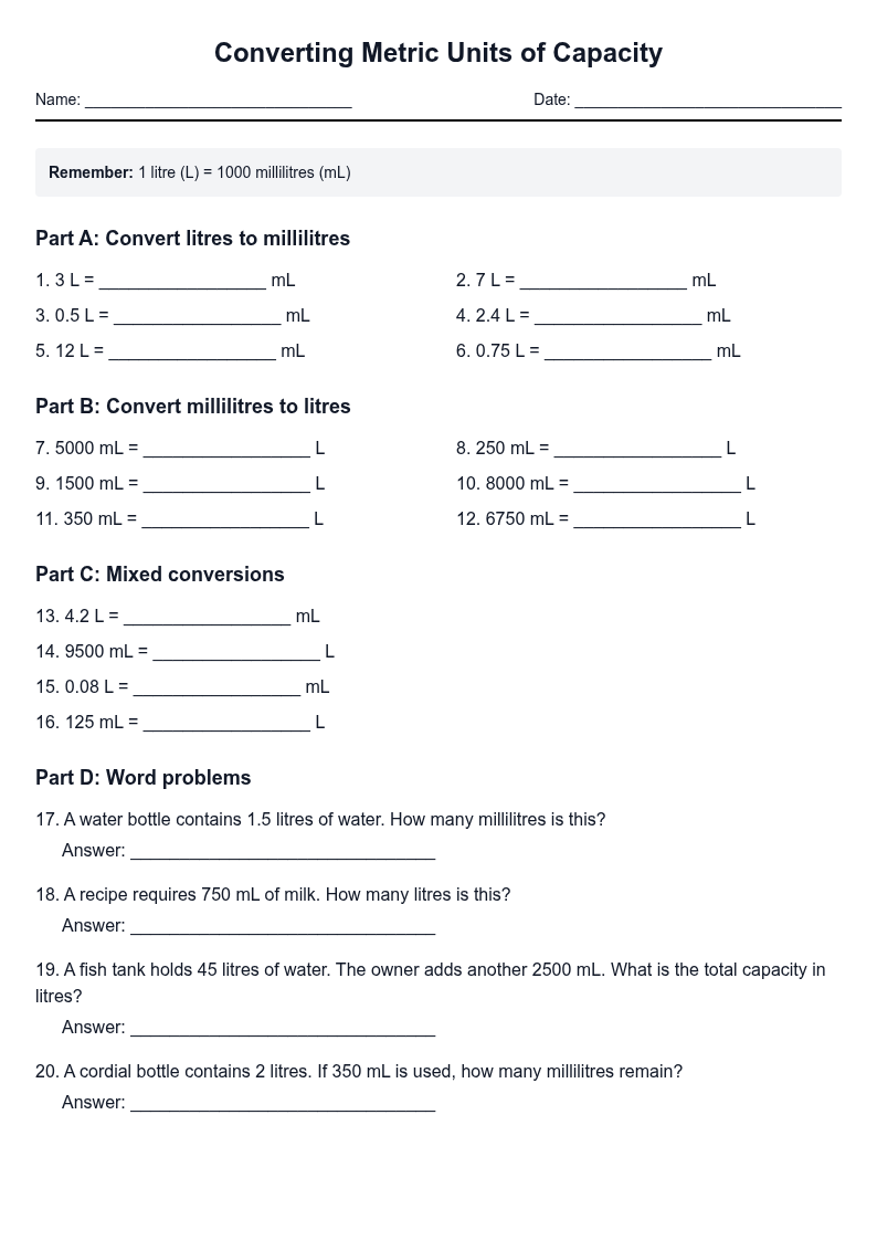 Converting Metric Units of Capacity