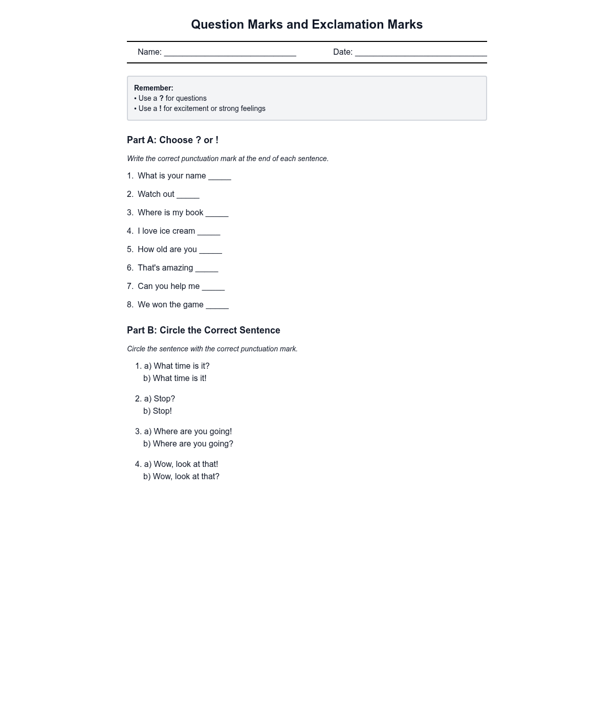 Question Marks and Exclamation Marks