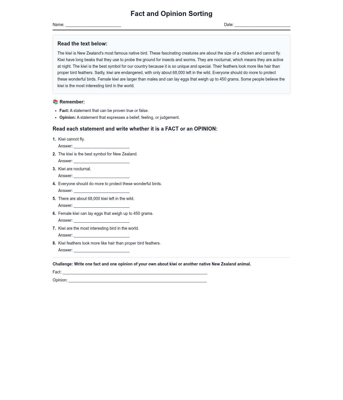 Fact and Opinion Sorting