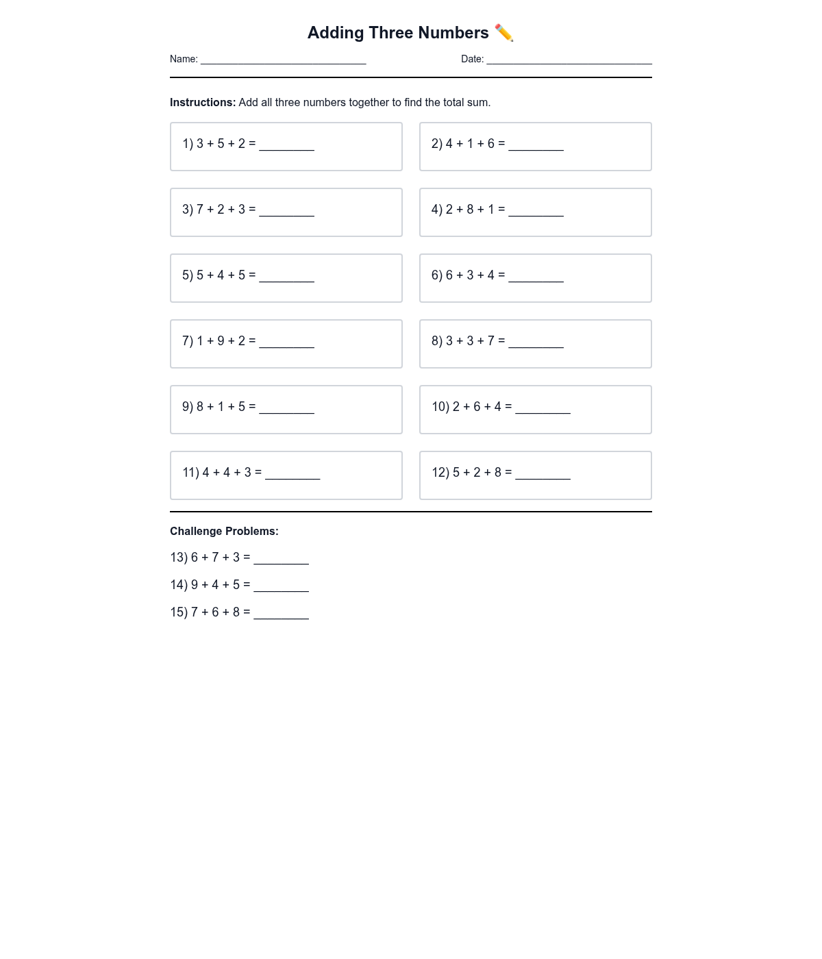 Adding Three Numbers