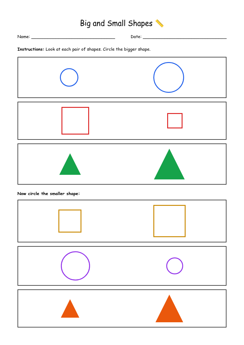 Big and Small Shapes Comparison