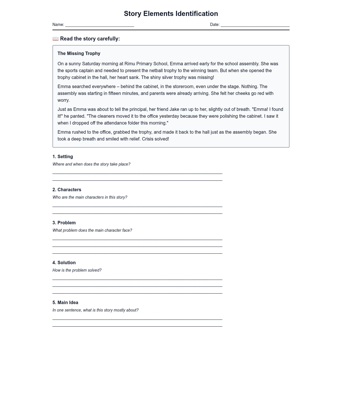 Story Elements Identification