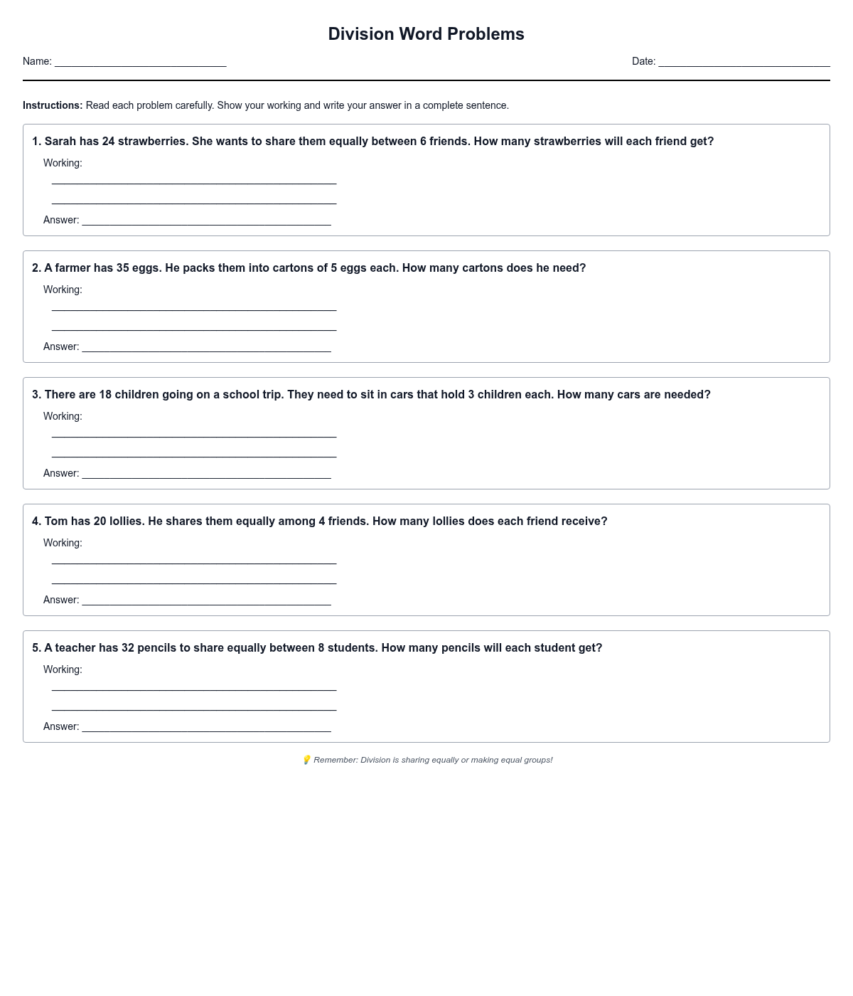 Division Word Problems