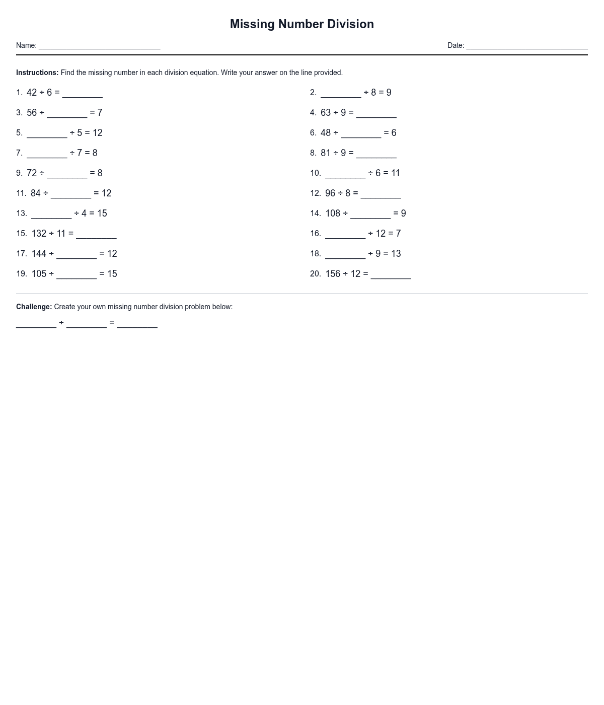 Missing Number Division