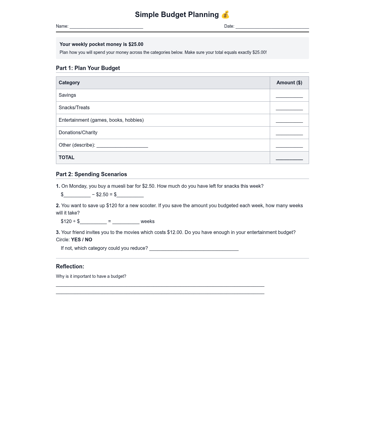 Simple Budget Planning