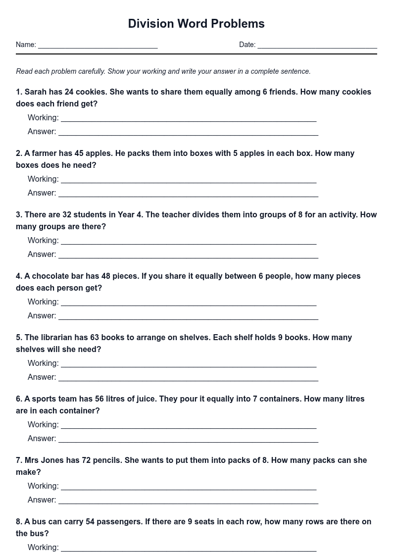 Division Word Problems