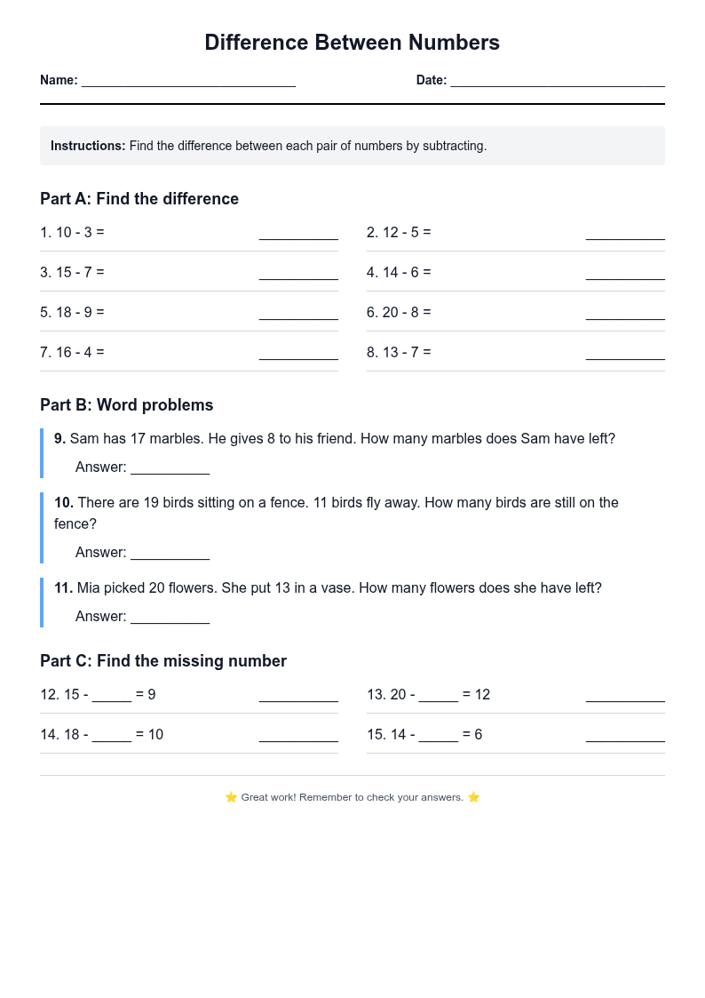 Difference Between Numbers