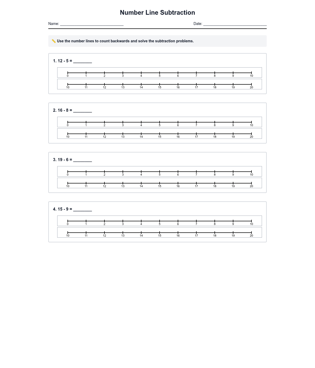 Number Line Subtraction