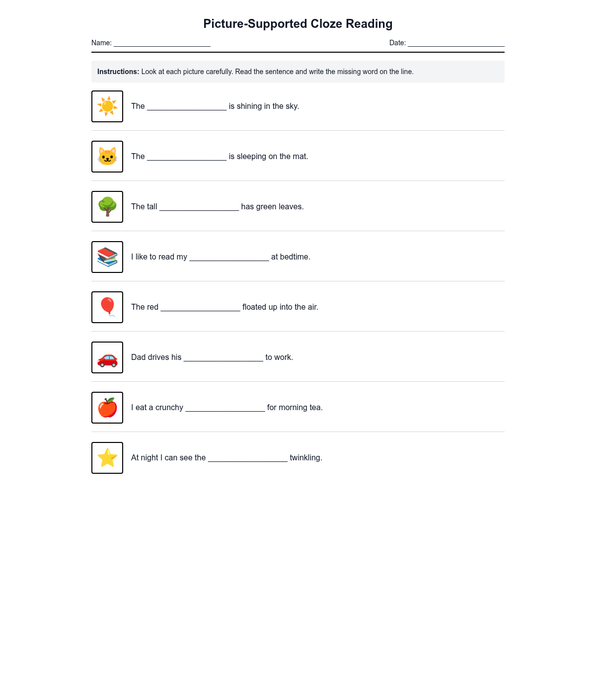 Picture-Supported Cloze Reading