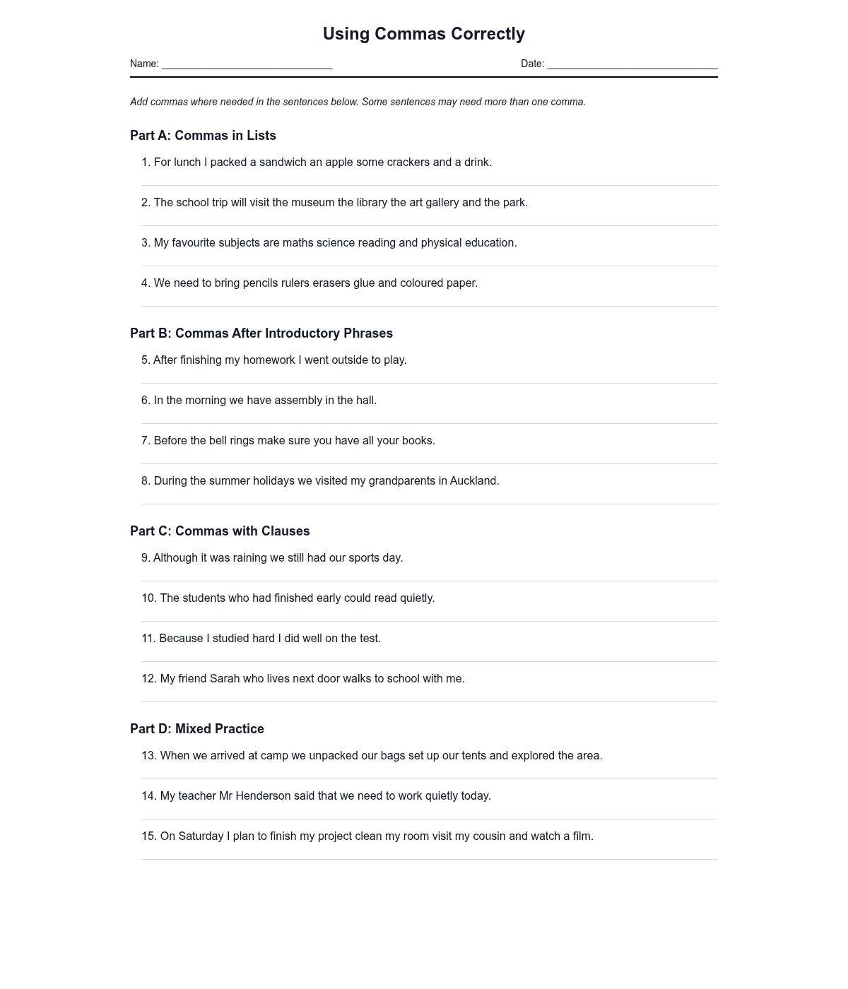 Using Commas Correctly