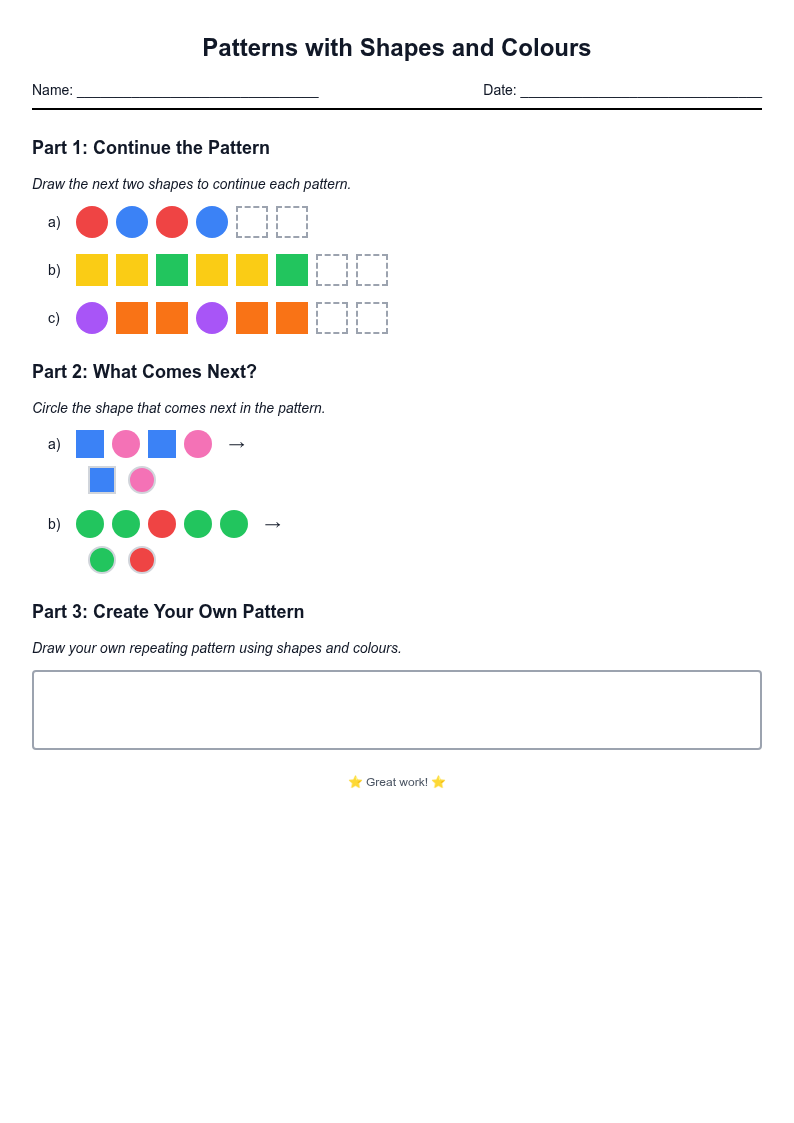 Patterns with Shapes and Colours