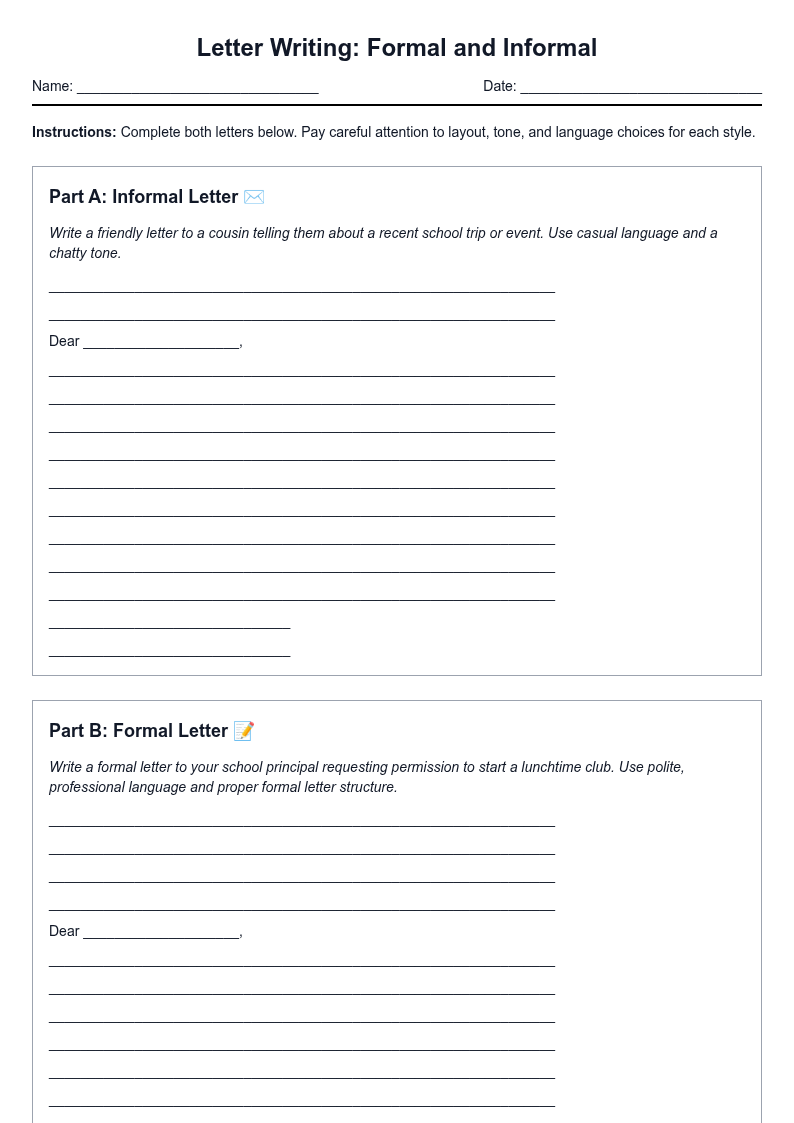 Letter Writing Formal and Informal