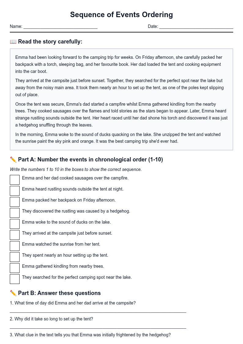 Sequence of Events Ordering