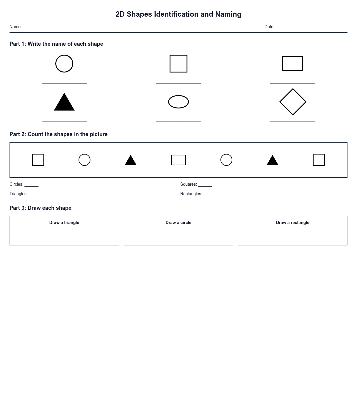 2D Shapes Identification and Naming