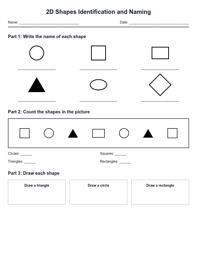 2D Shapes Identification and Naming