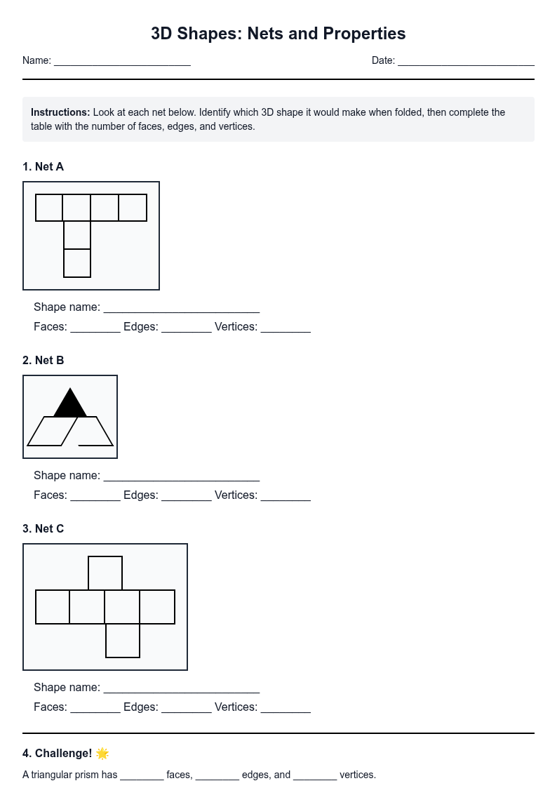 3D Shapes: Nets and Properties