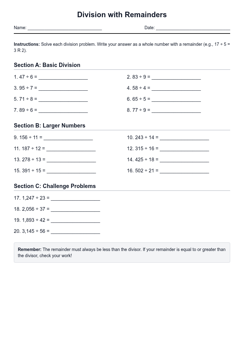 Division with Remainders