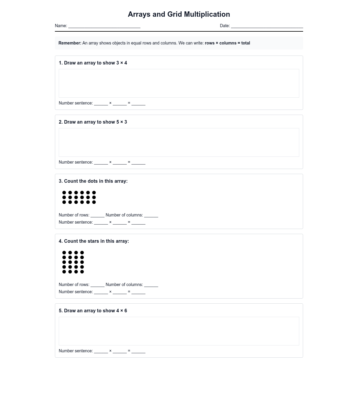 Arrays and Grid Multiplication