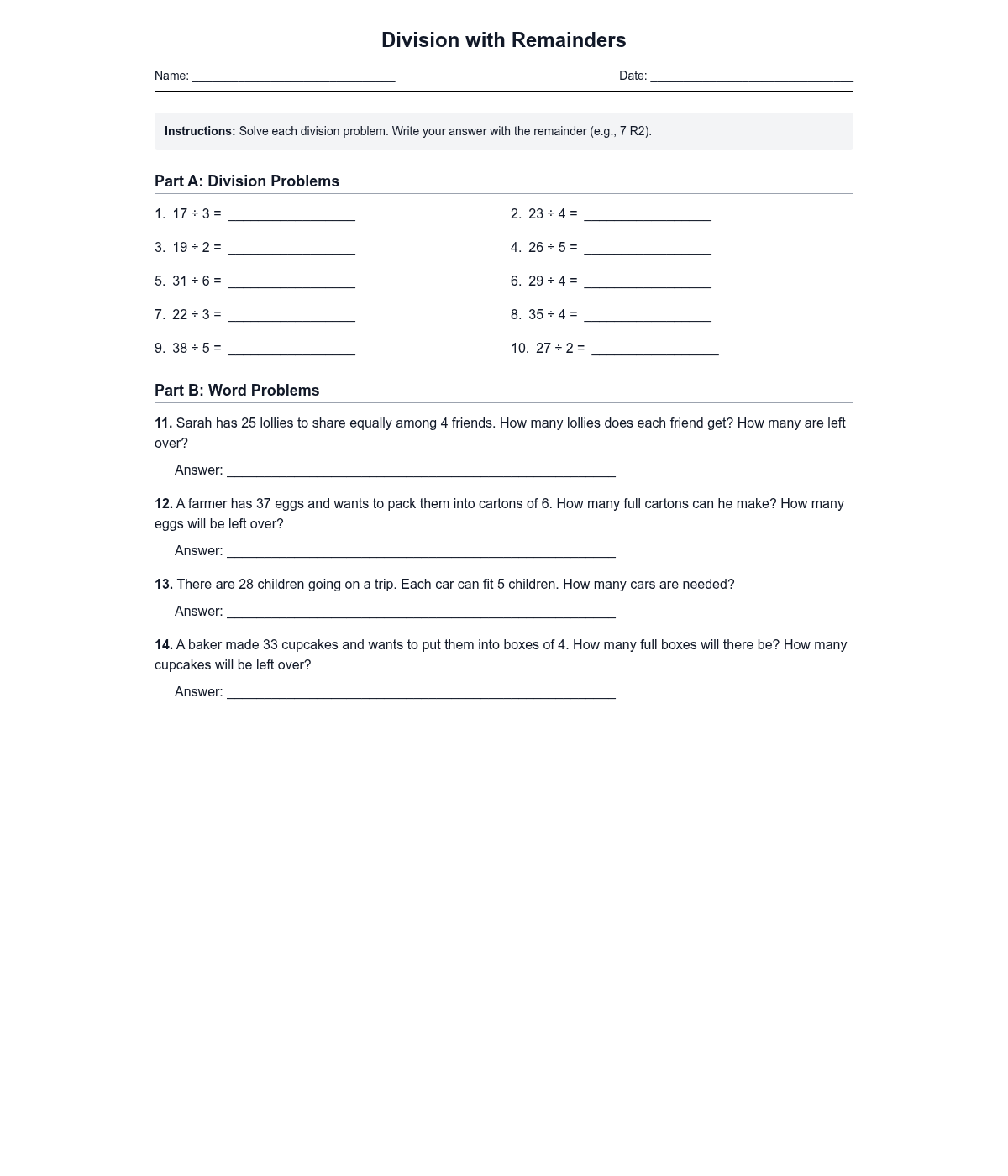 Division with Remainders