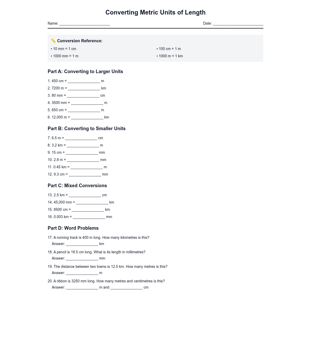 Converting Metric Units of Length