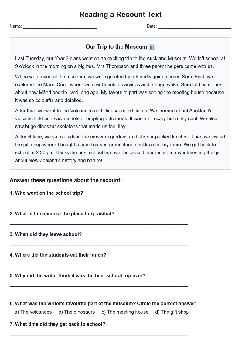 Reading a Recount Text