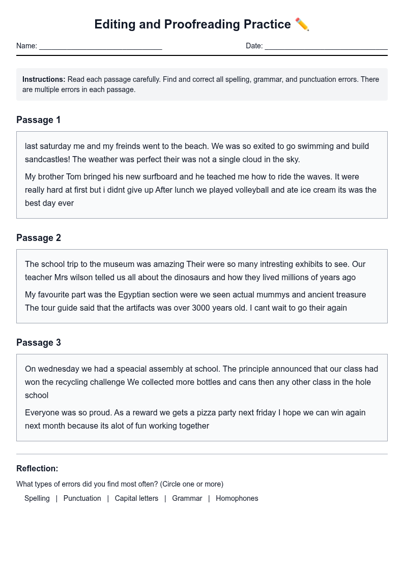 Editing and Proofreading Practice