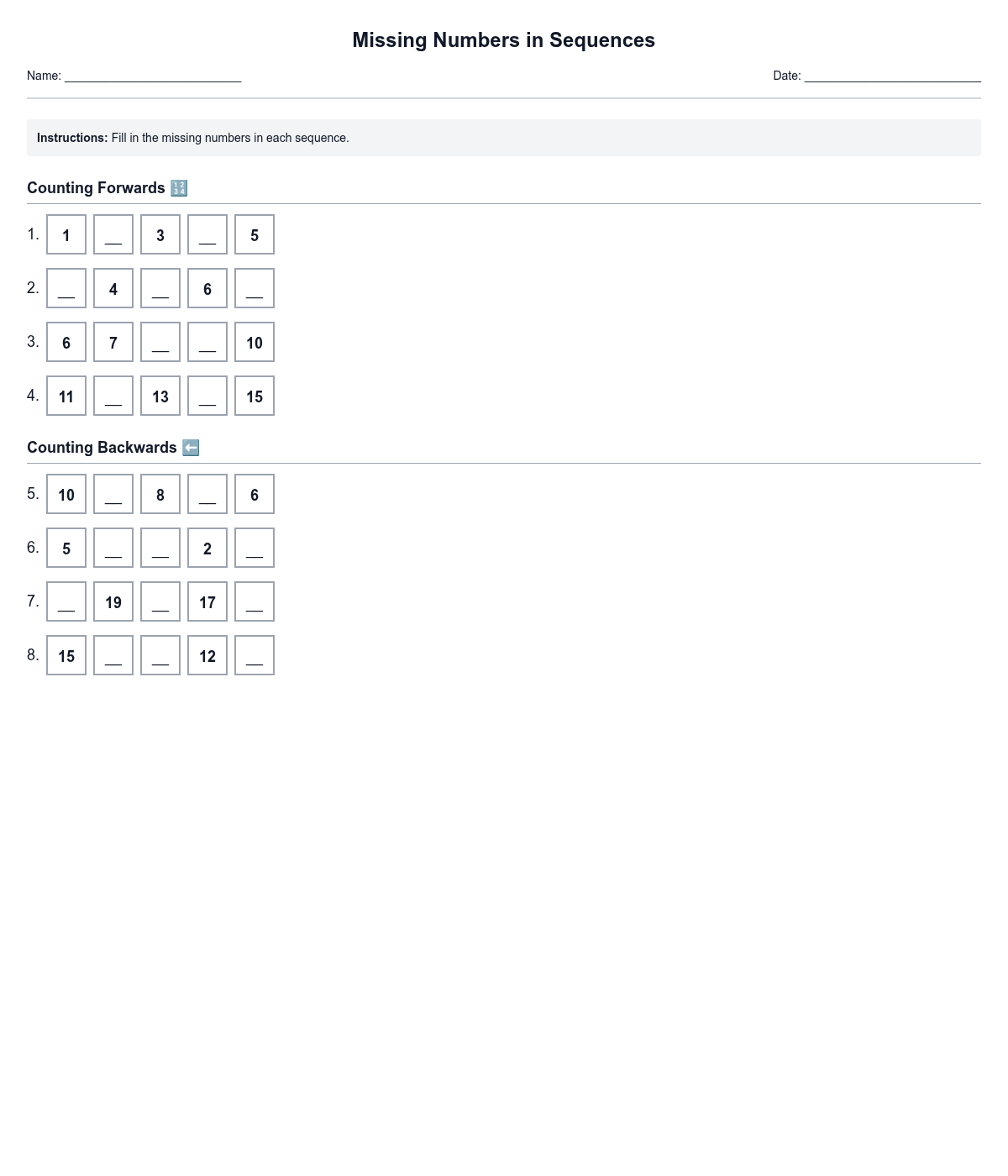 Missing Numbers in Sequences