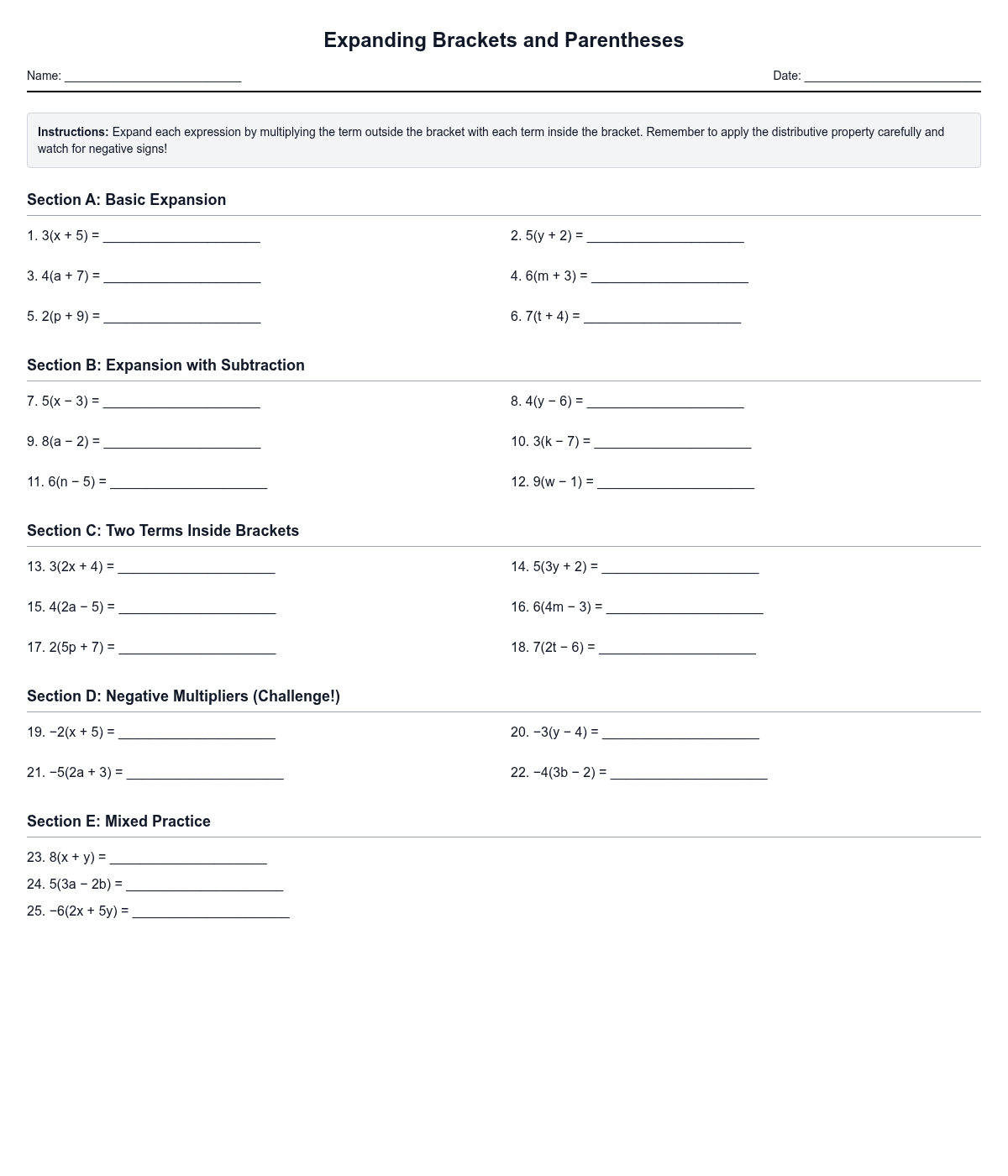 Expanding Brackets and Parentheses