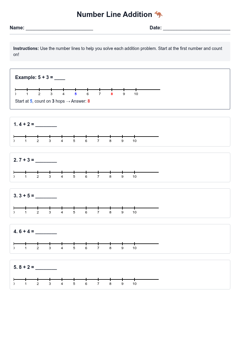 Number Line Addition Practice