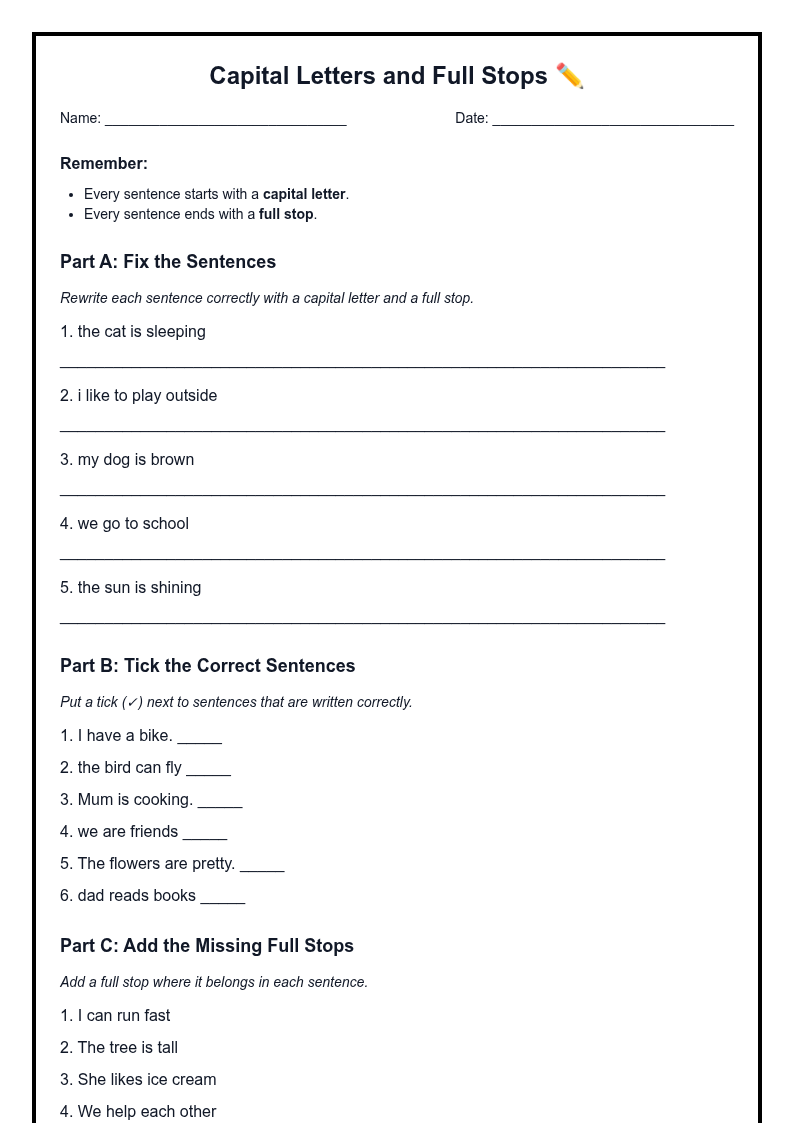 Capital Letters and Full Stops