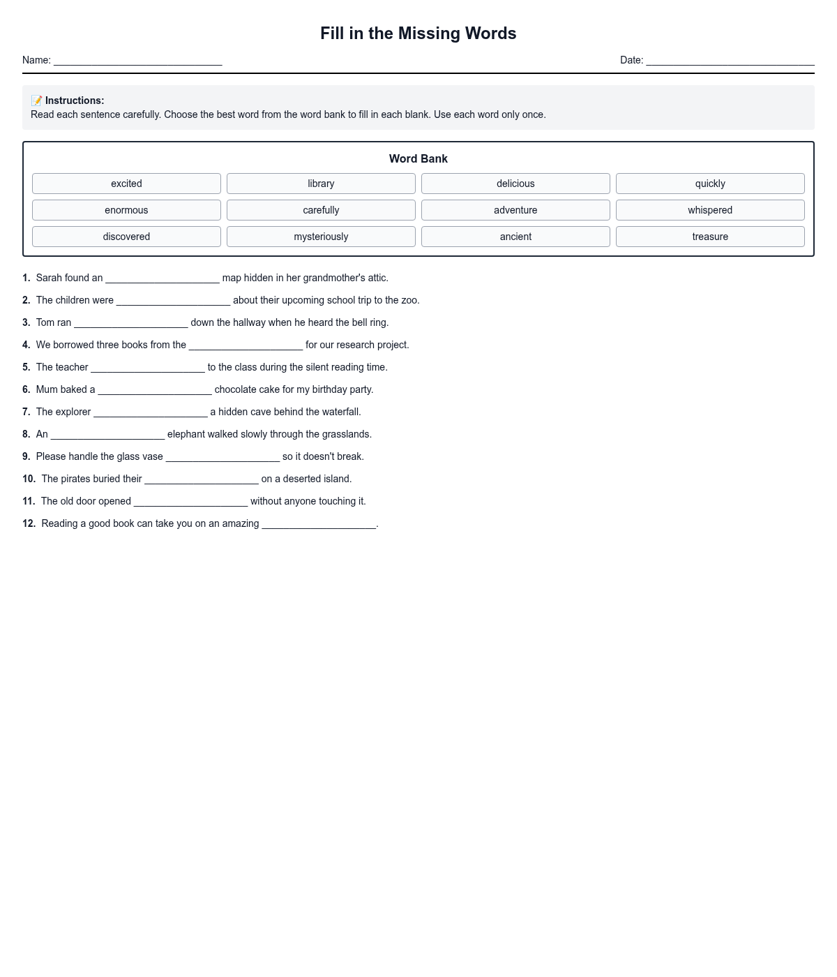 Fill in the Missing Words