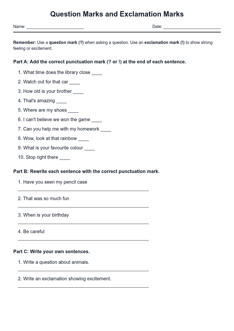Question Marks and Exclamation Marks