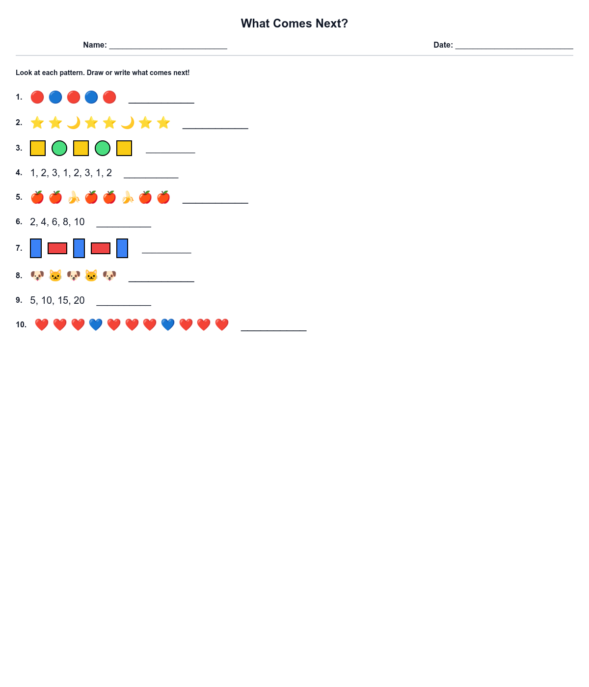 What Comes Next Pattern Completion