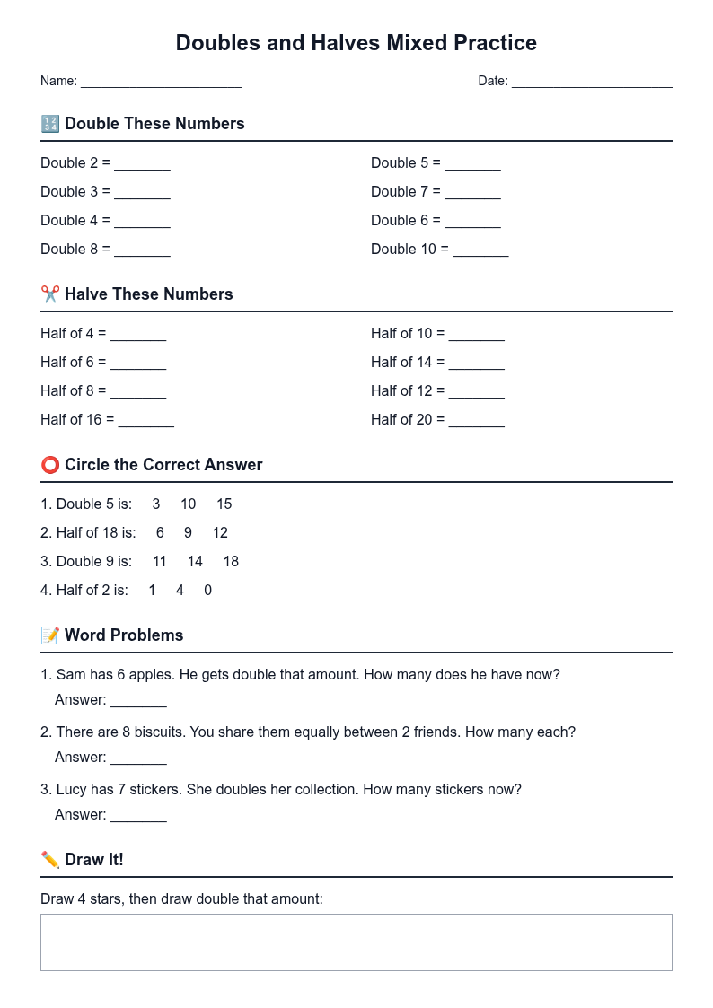 Doubles and Halves Mixed Practice