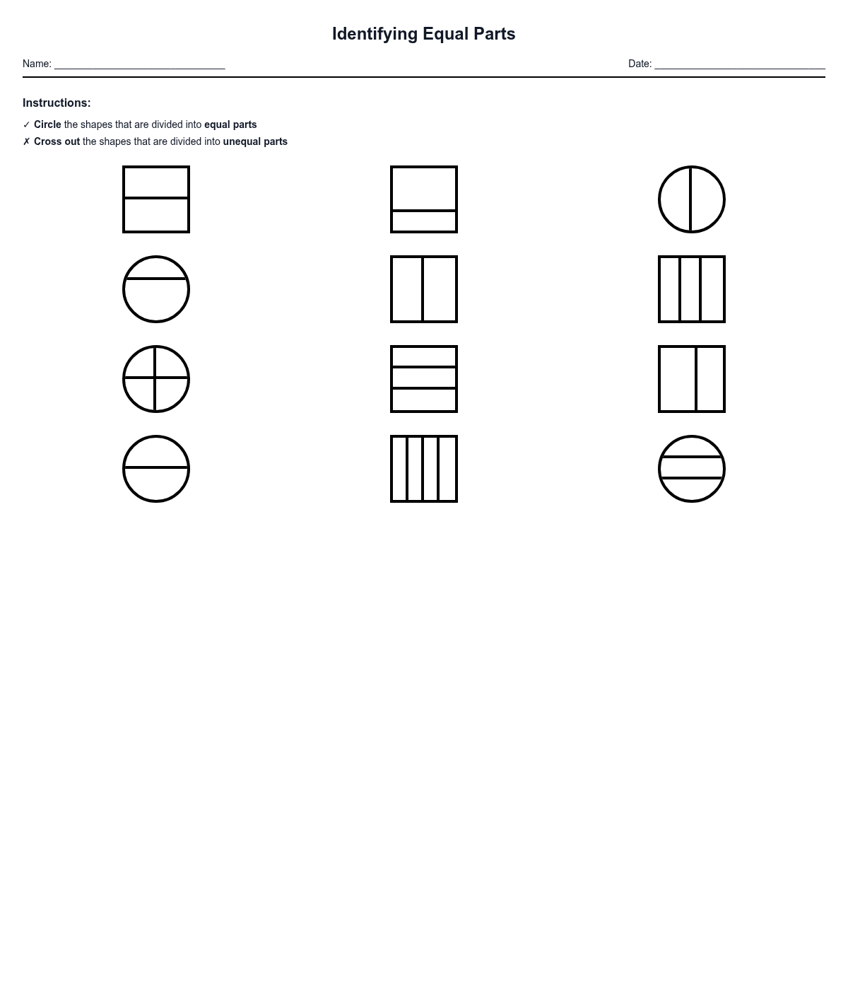 Identifying Equal Parts