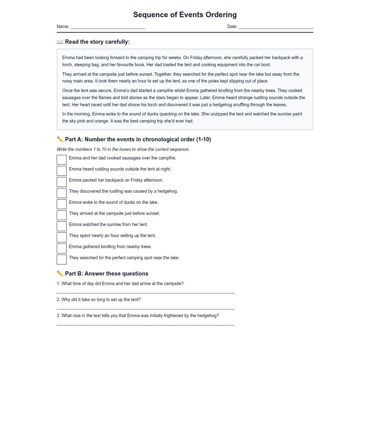 Sequence of Events Ordering
