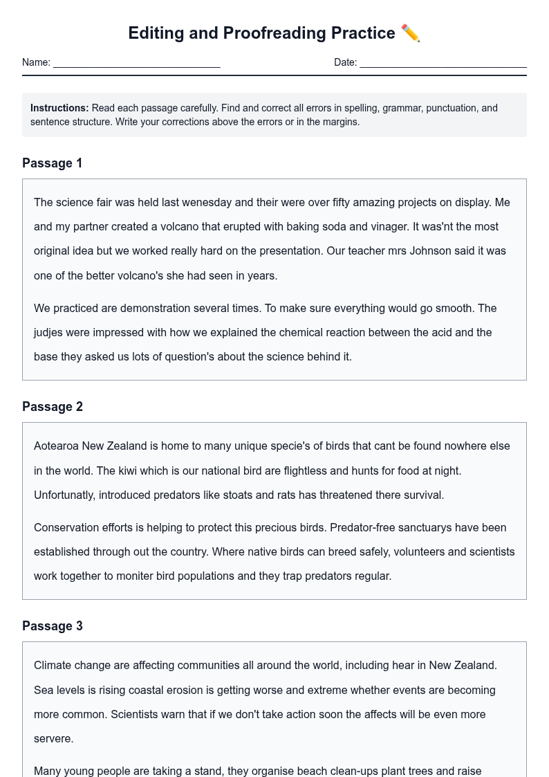 Editing and Proofreading Practice