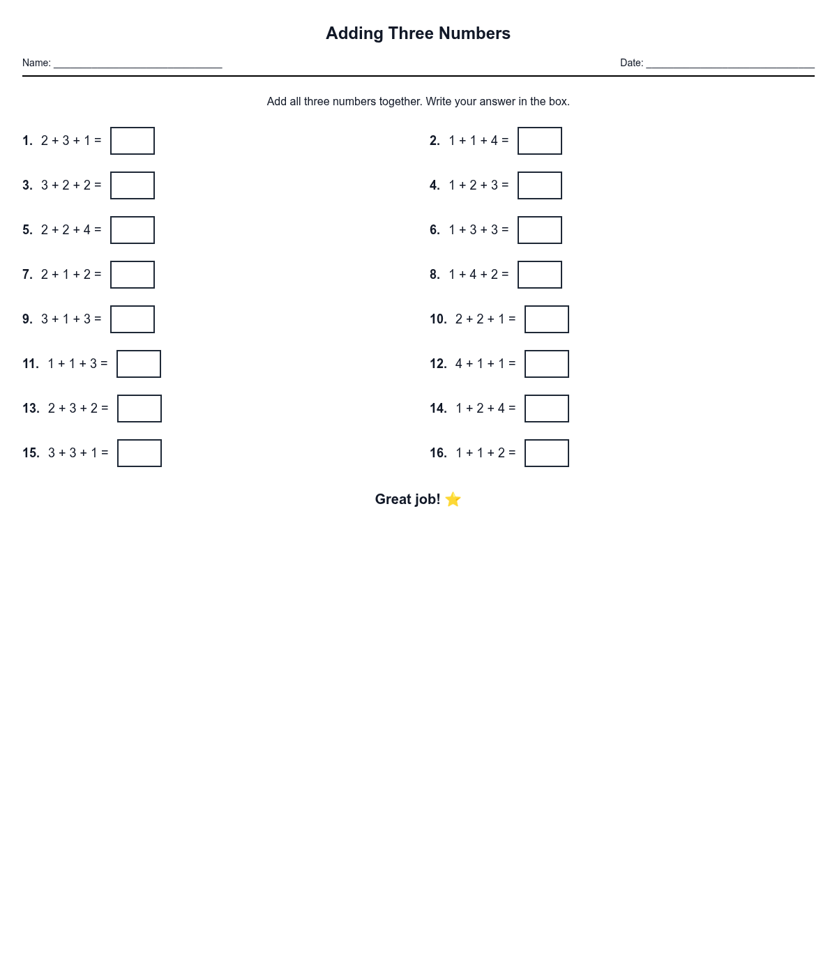 Adding Three Numbers