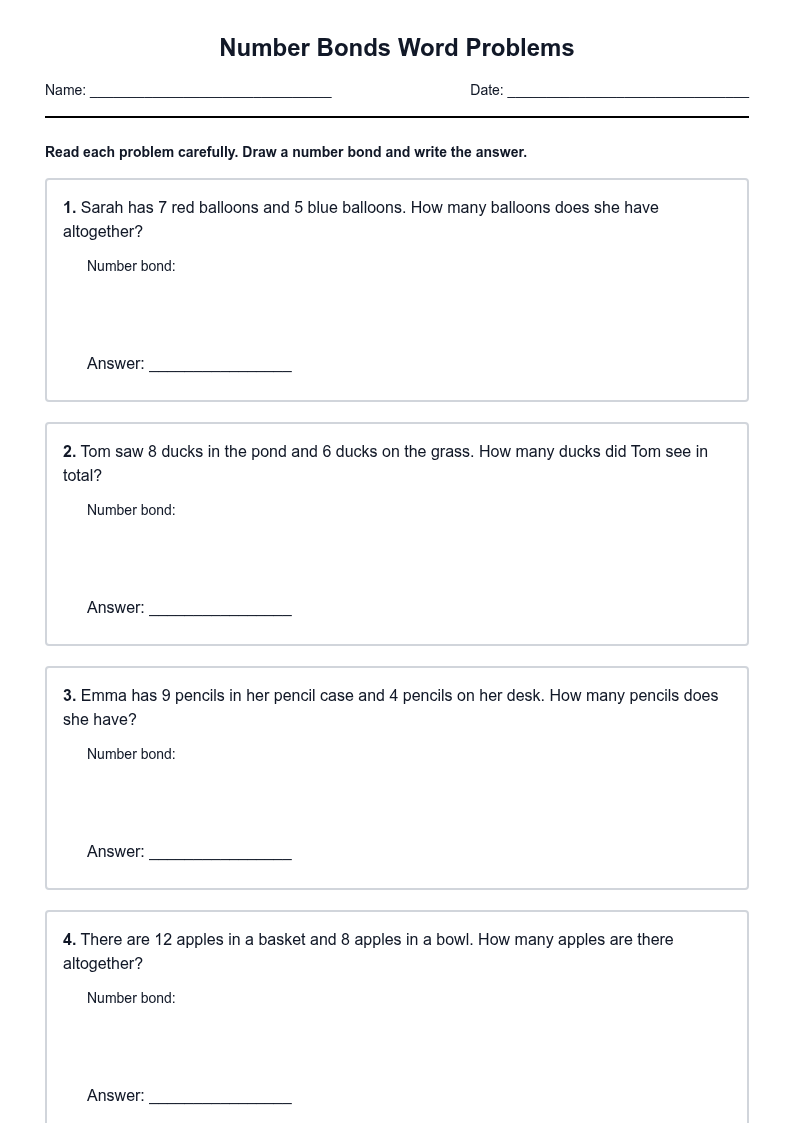 Number Bonds Word Problems