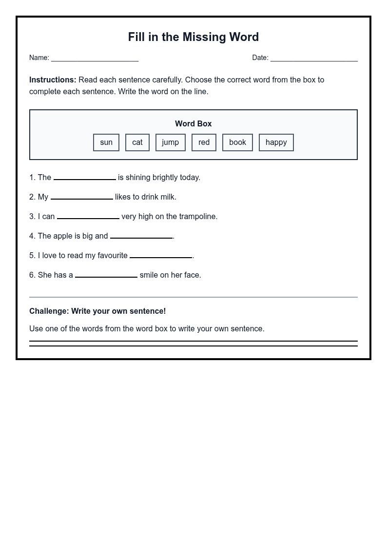Fill in the Missing Word