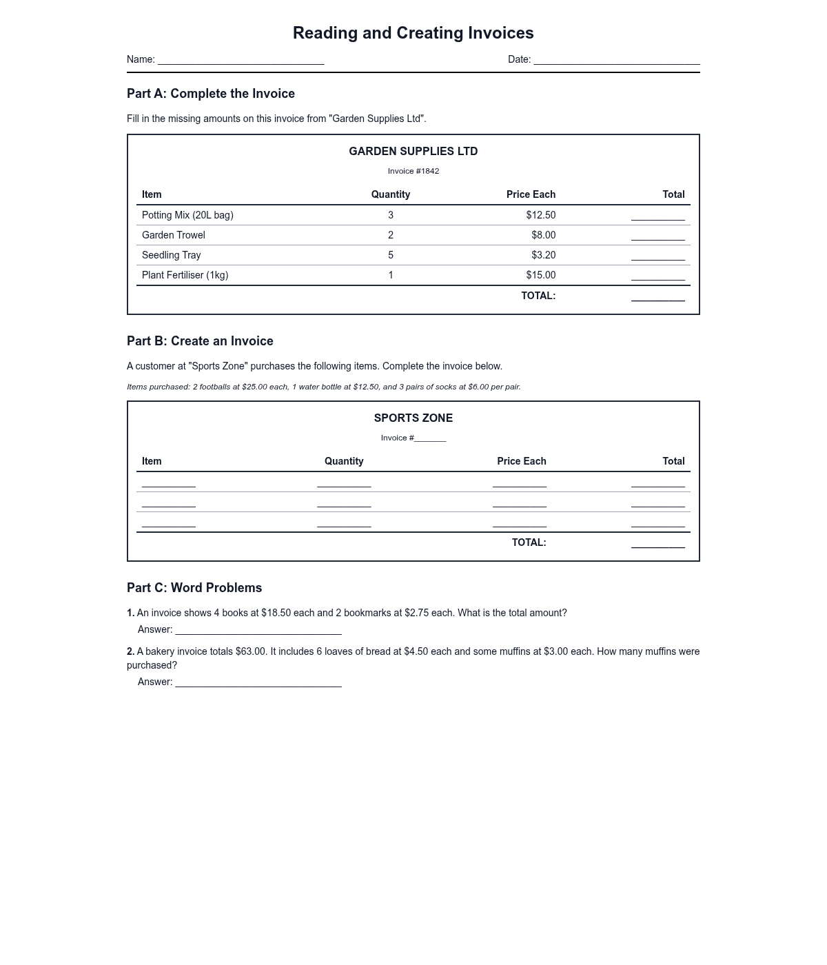 Reading and Creating Invoices