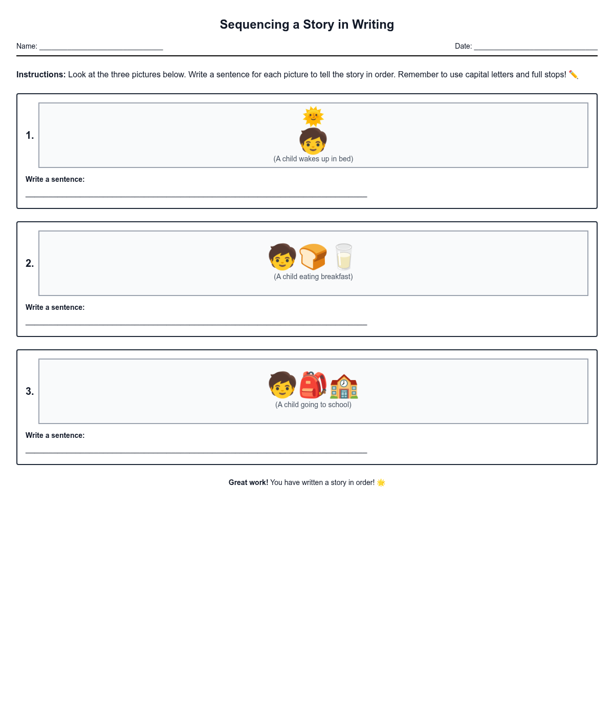 Sequencing a Story in Writing