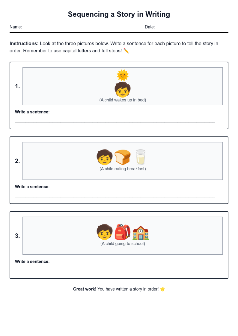 Sequencing a Story in Writing