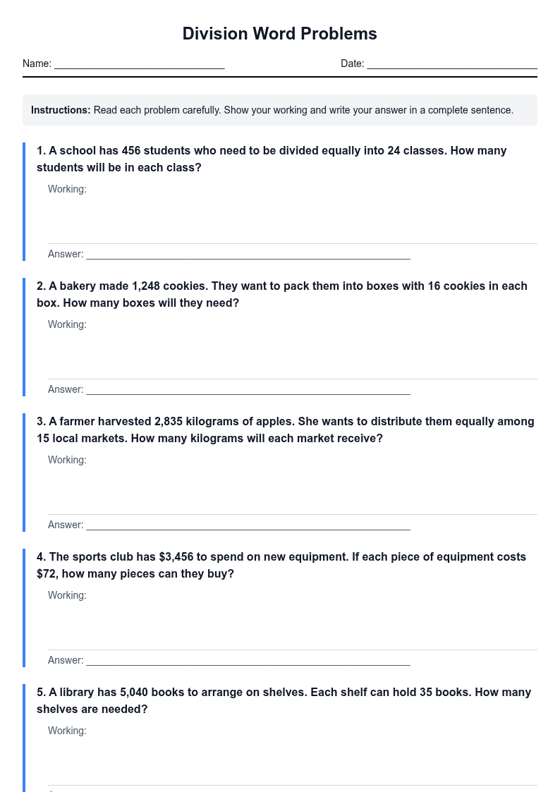 Division Word Problems