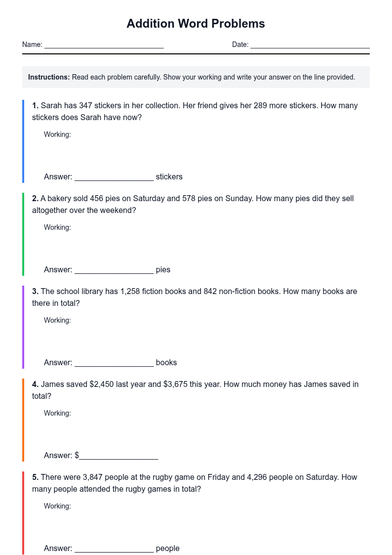 Addition Word Problems