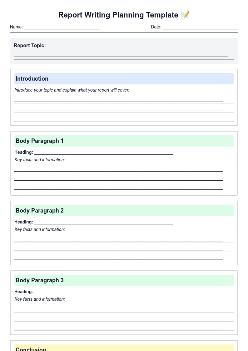 Report Writing Planning Template