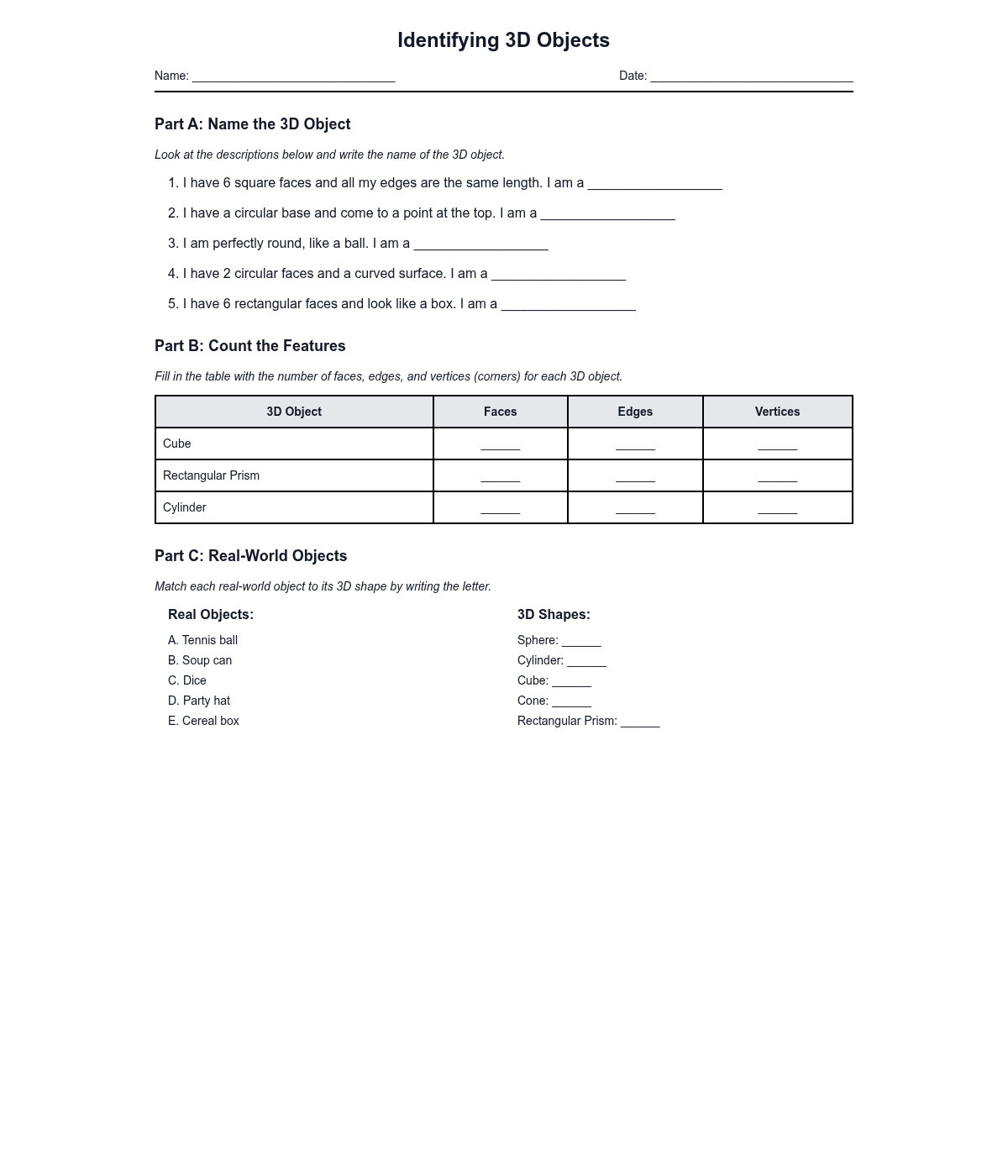 Identifying 3D Objects