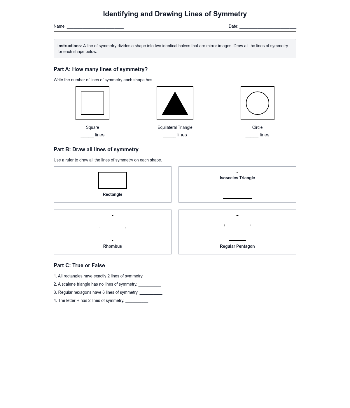 Identifying and Drawing Lines of Symmetry