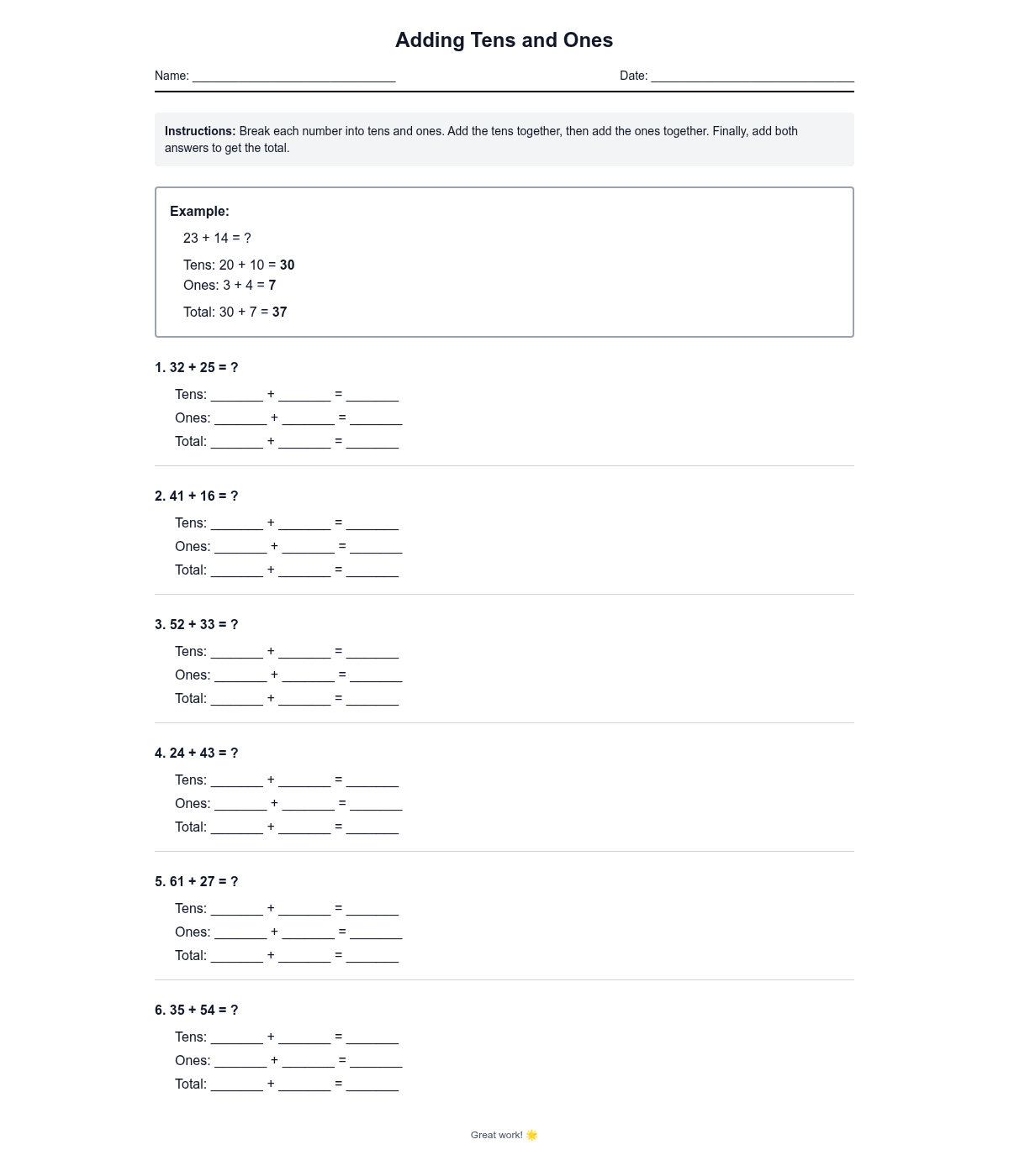 Adding Tens and Ones